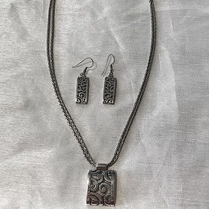 Brighton Deco Lace Necklace and Earrings Silver